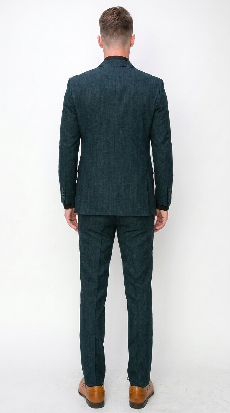 Men’s Teal Green 3 Piece Suit – Modern Two Button Suit with Matching Vest & Pants