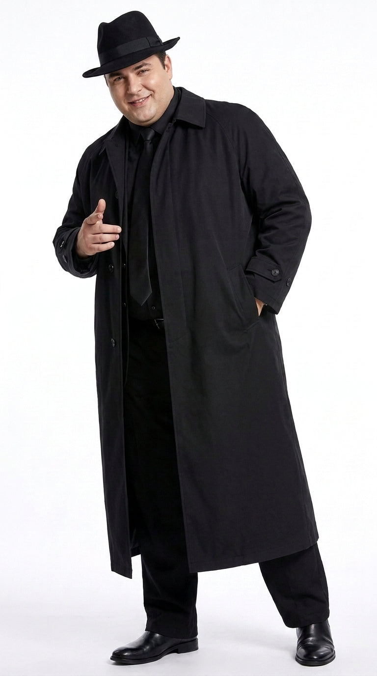 Men’s Neo Matrix Inspired Black Trench Coat – Long Full-Length Gothic Movie Style Overcoat