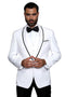3-Piece Tailored Fit Wool Suit with Bow Tie and Flat Front Pants - White