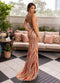 Beaded Fitted V-Neck Slit Gown by Rachel Allan 70915