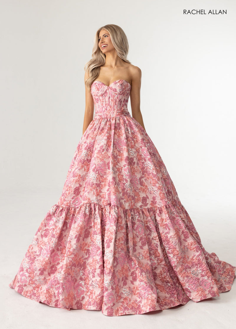 Jacquard Strapless A-line Gown by Rachel Allan 70939