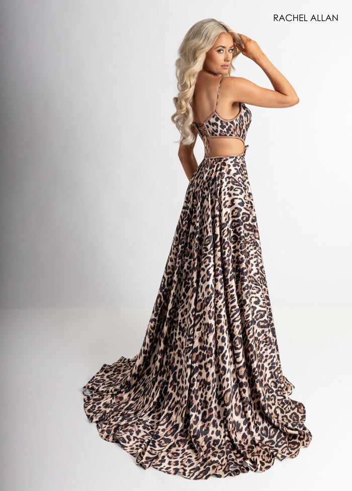 Cheetah Print Sleeveless Gown by Rachel Allan 70963