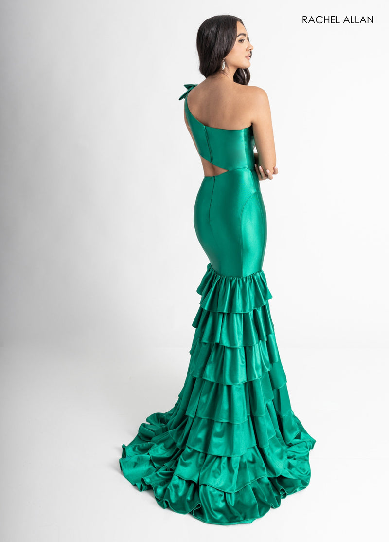 Fitted One Shoulder Tiered Gown by Rachel Allan 70976