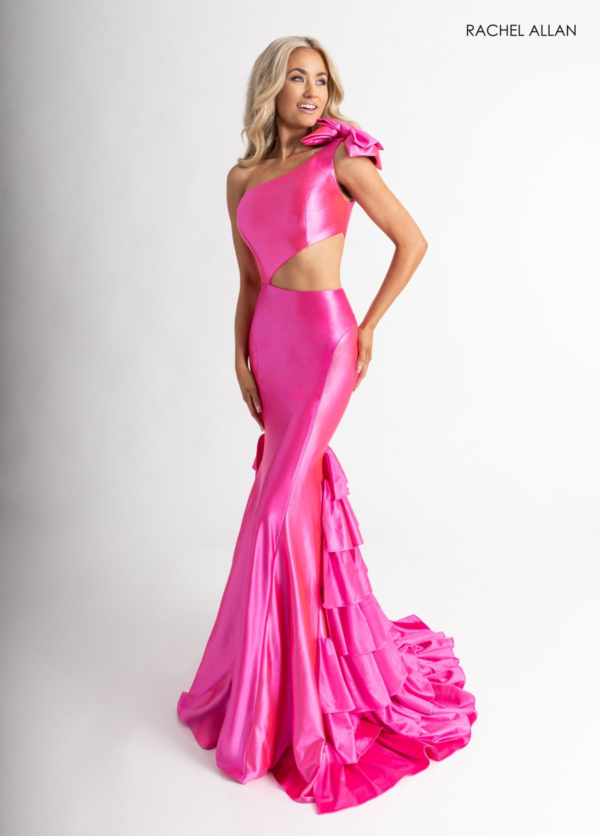 Fitted One Shoulder Tiered Gown by Rachel Allan 70976