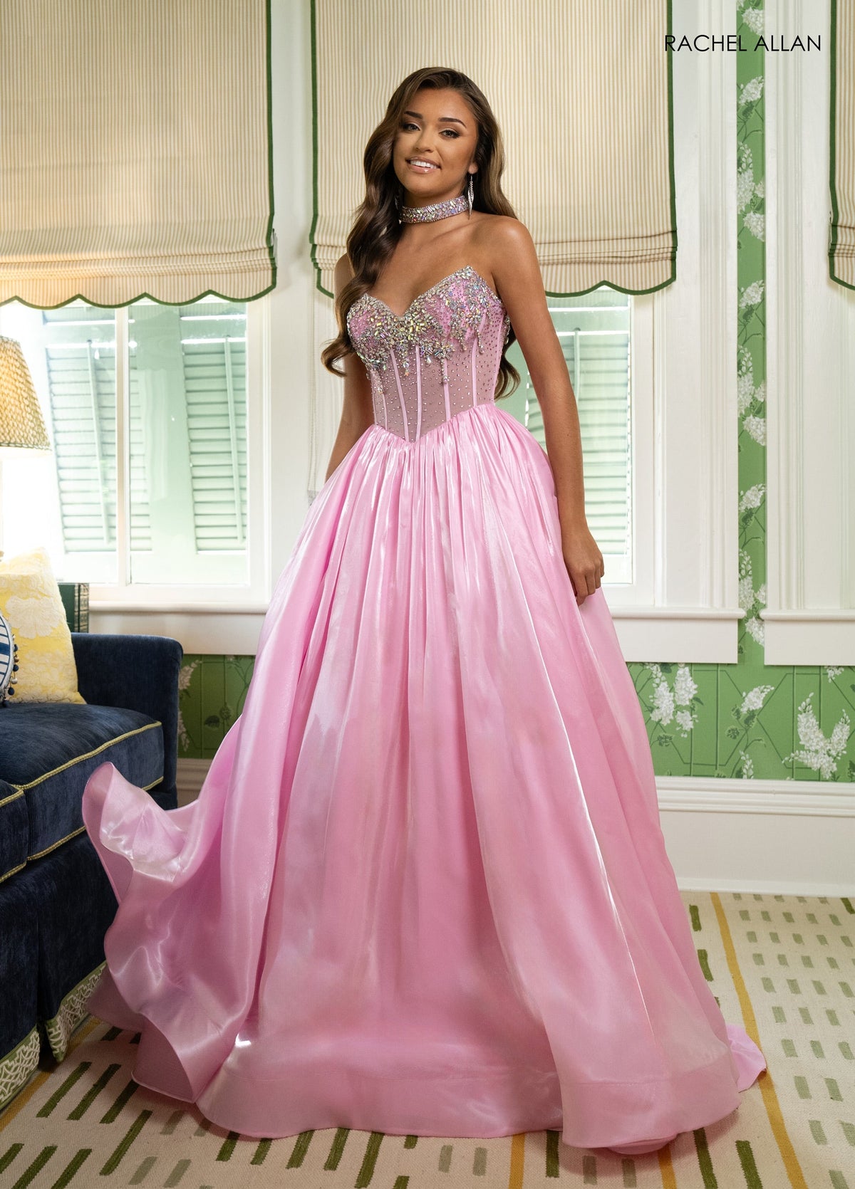 Organza Strapless A-line Gown by Rachel Allan 70998
