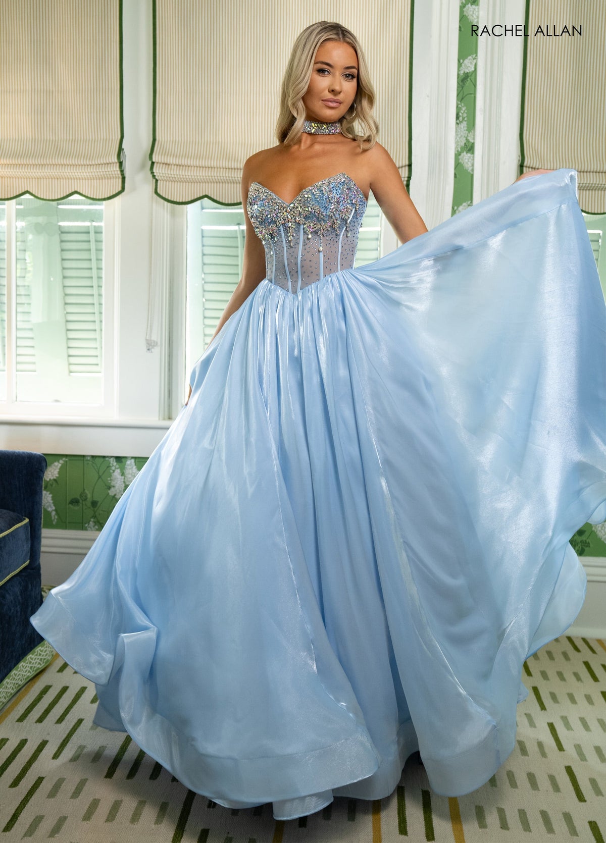 Organza Strapless A-line Gown by Rachel Allan 70998