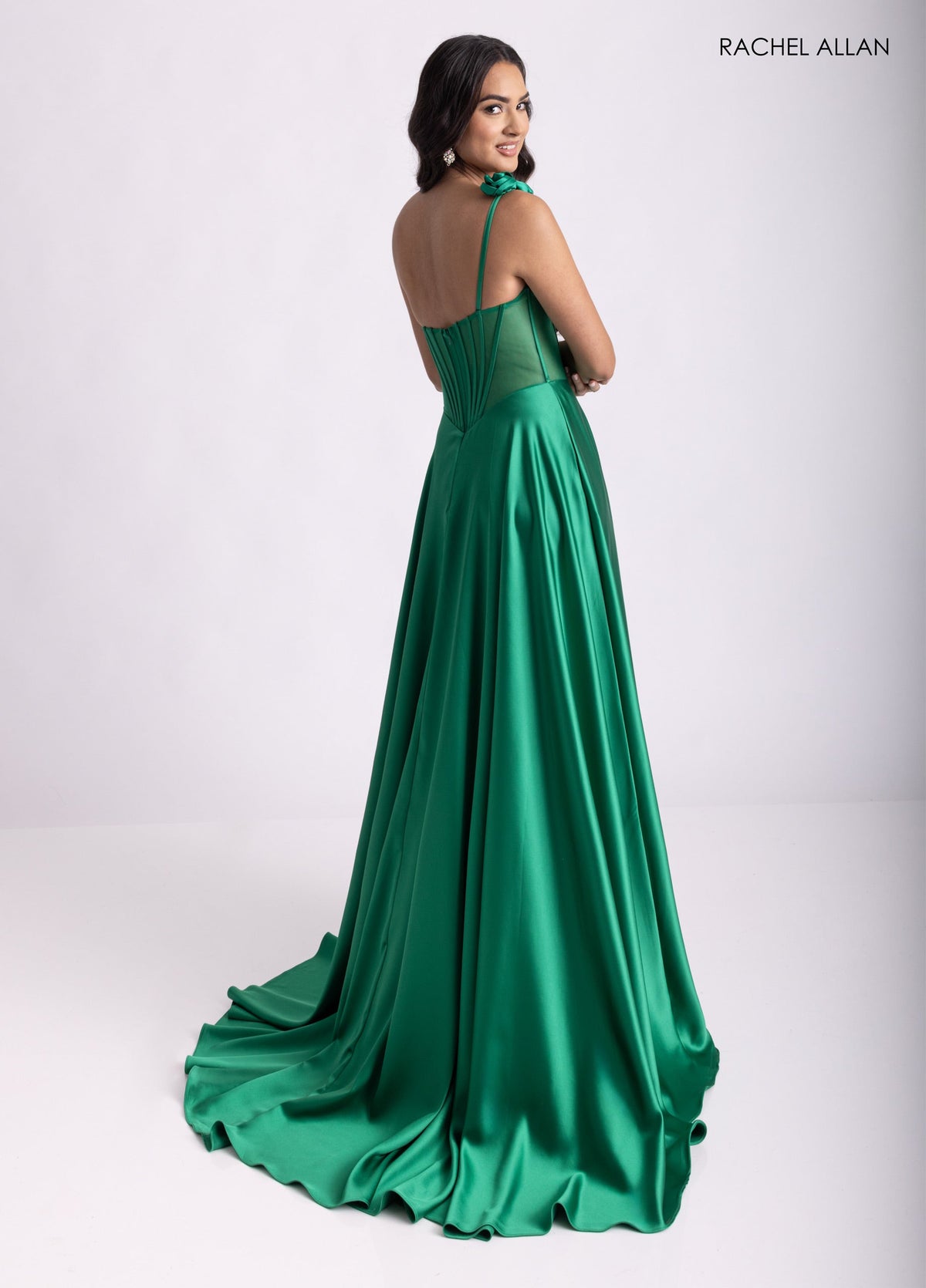 One Shoulder A-line Slit Gown by Rachel Allan 71004
