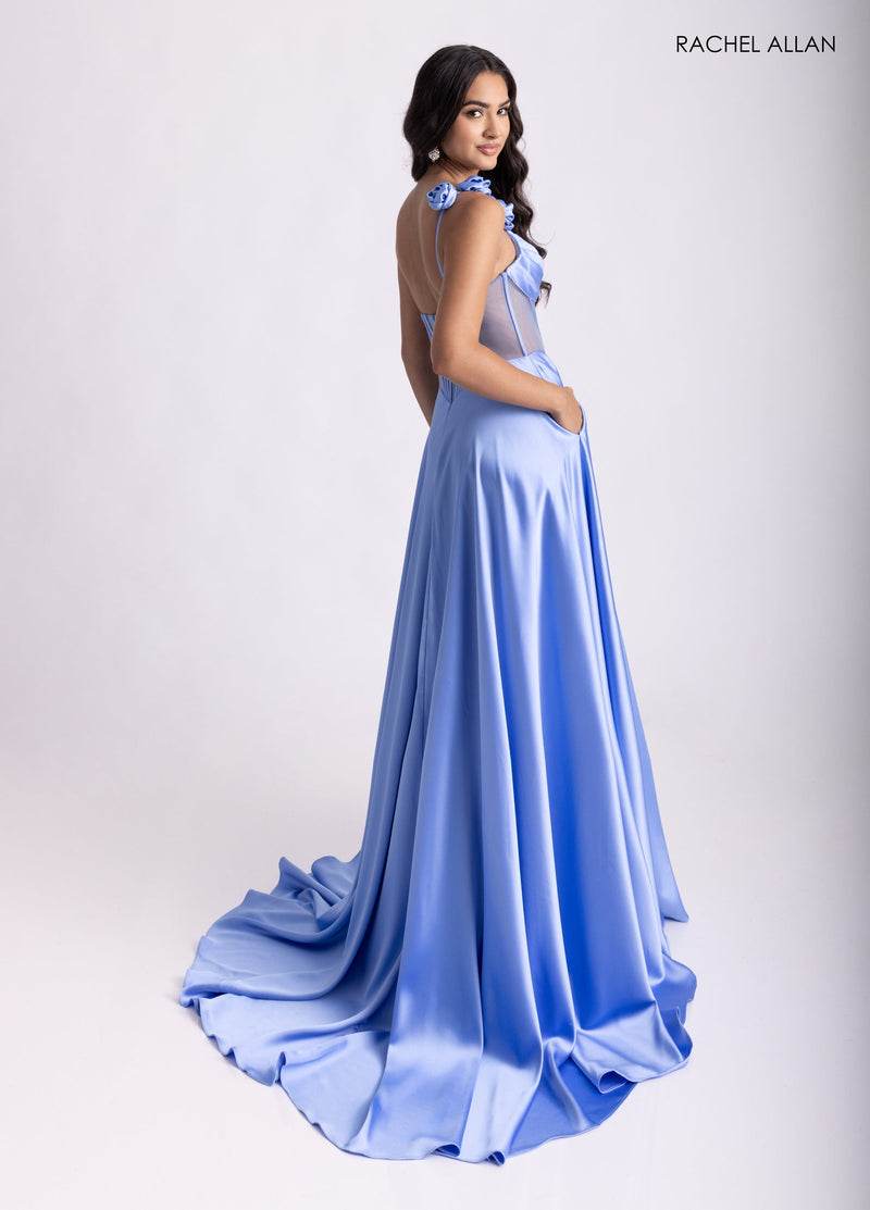 One Shoulder A-line Slit Gown by Rachel Allan 71004