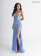 Mirror Beaded V-Neck Slit Gown by Rachel Allan 71011