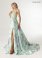 Print Strapless A-line Slit Gown by Rachel Allan 71031