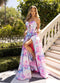 Print Strapless A-line Slit Gown by Rachel Allan 71036
