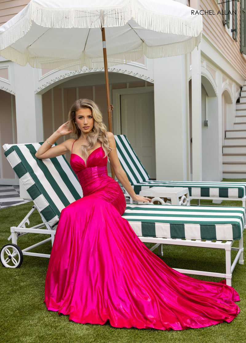 Metallic Sleeveless Gown by Rachel Allan 71040