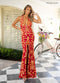 Sequin Print Halter Slit Gown by Rachel Allan 71048