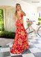 Sequin Print Halter Slit Gown by Rachel Allan 71048