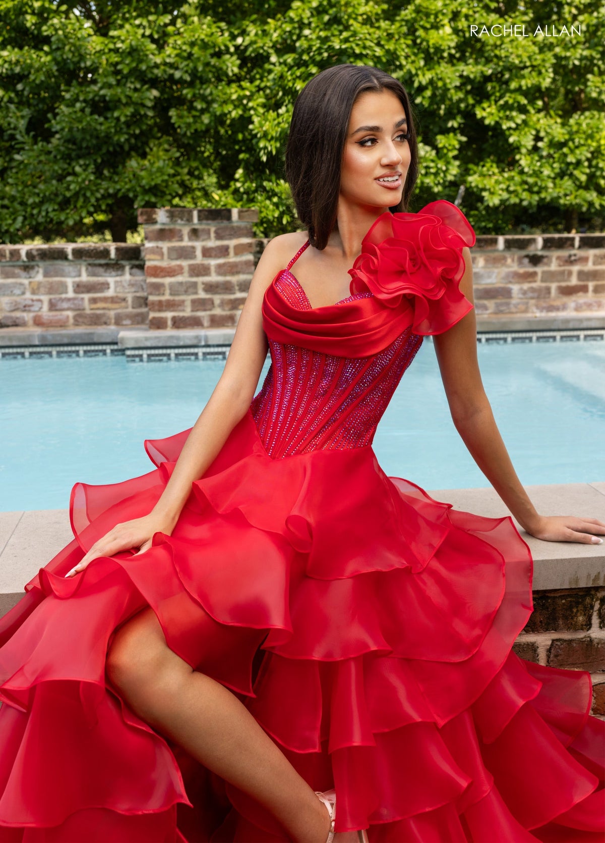 Ruffled High Low Gown by Rachel Allan 71049
