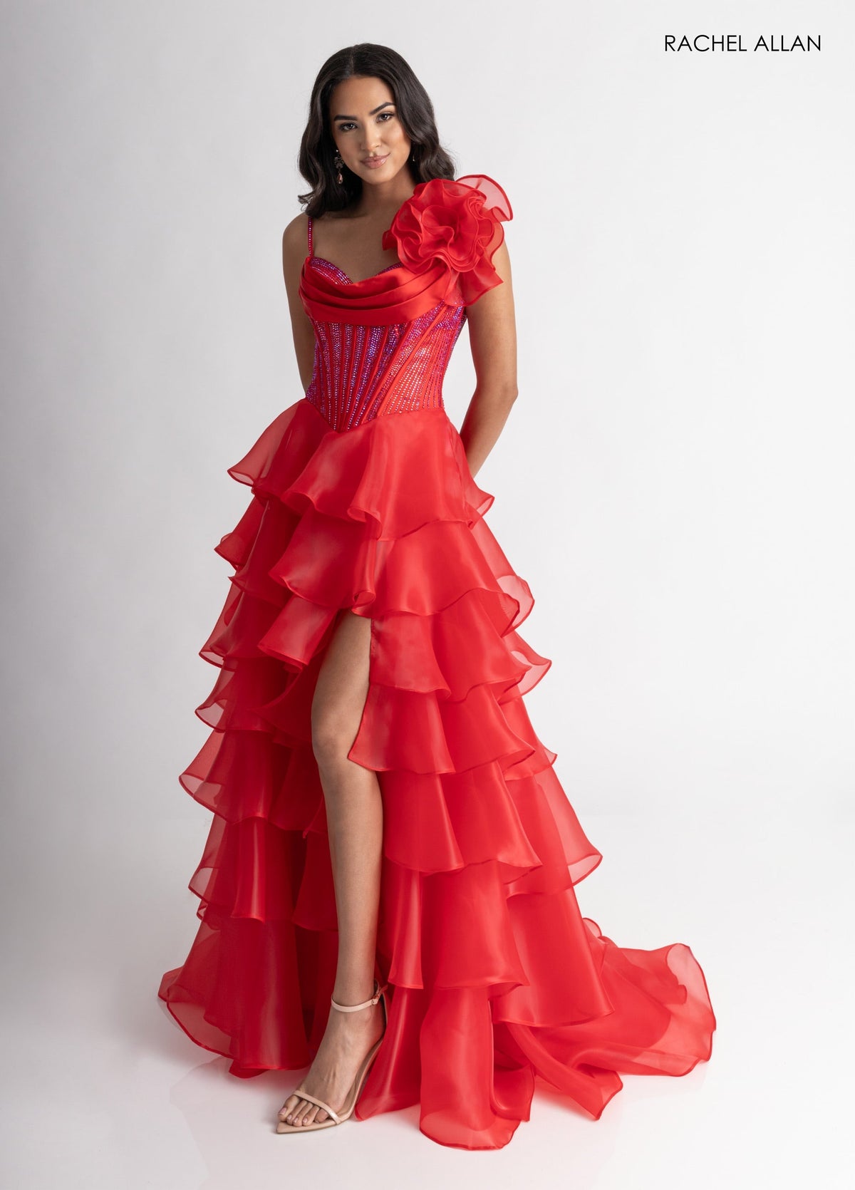Ruffled High Low Gown by Rachel Allan 71049