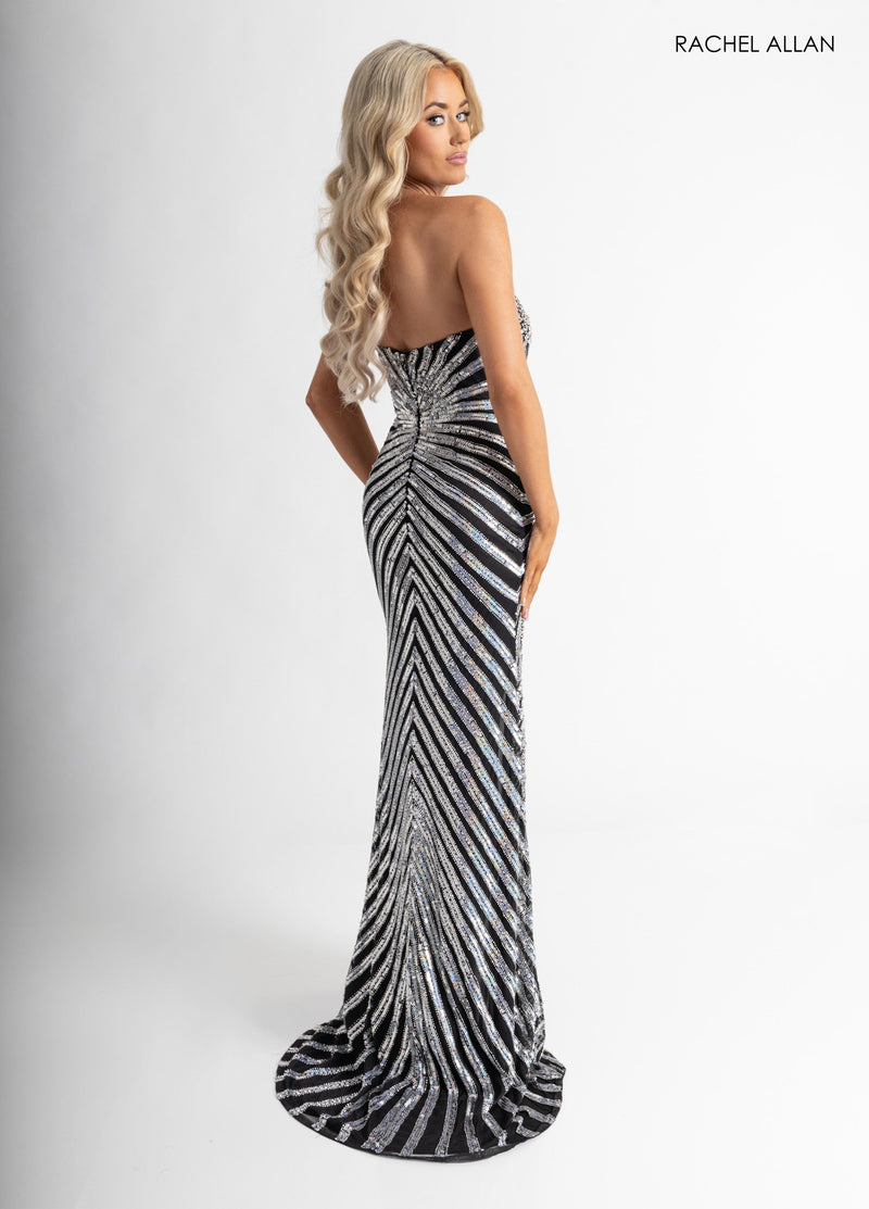 Beaded Strapless Slit Gown by Rachel Allan 71054