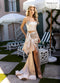 Satin Cutout Slit Gown by Rachel Allan 71061
