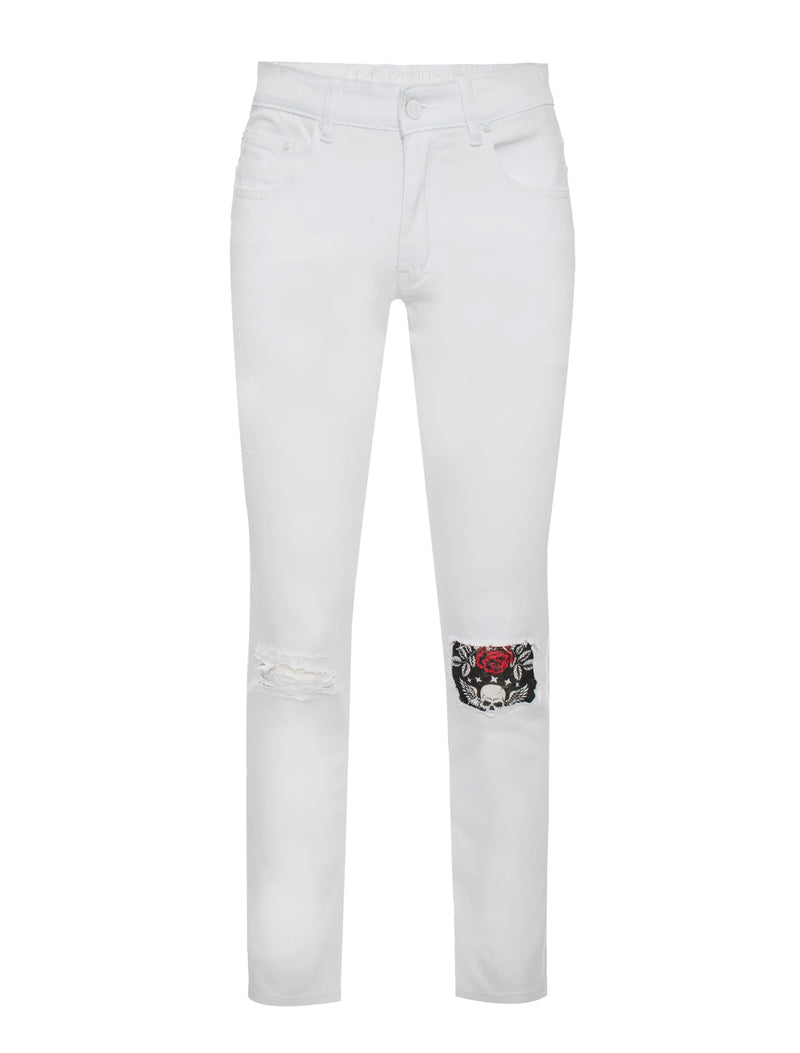 Skinny Jean with Skull  knee patch
