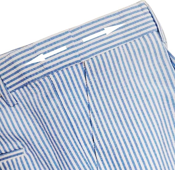 Mens Seersucker Pants - Summer Casual Pinstripe Modern Fit in Color Blue