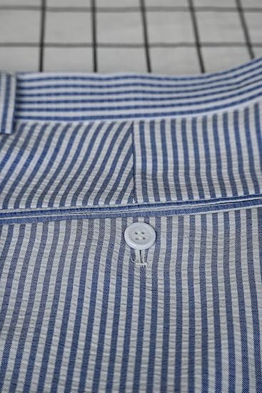 Mens Seersucker Pants - Summer Casual Pinstripe Modern Fit in Color Navy Blue