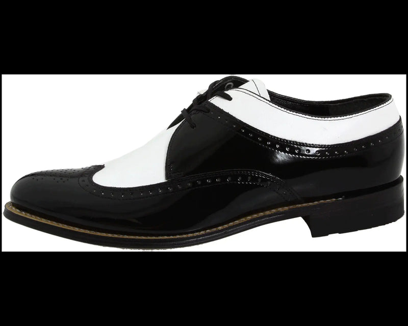Mens 1920s Gangster Wingtip Dress Shoes - Black and White