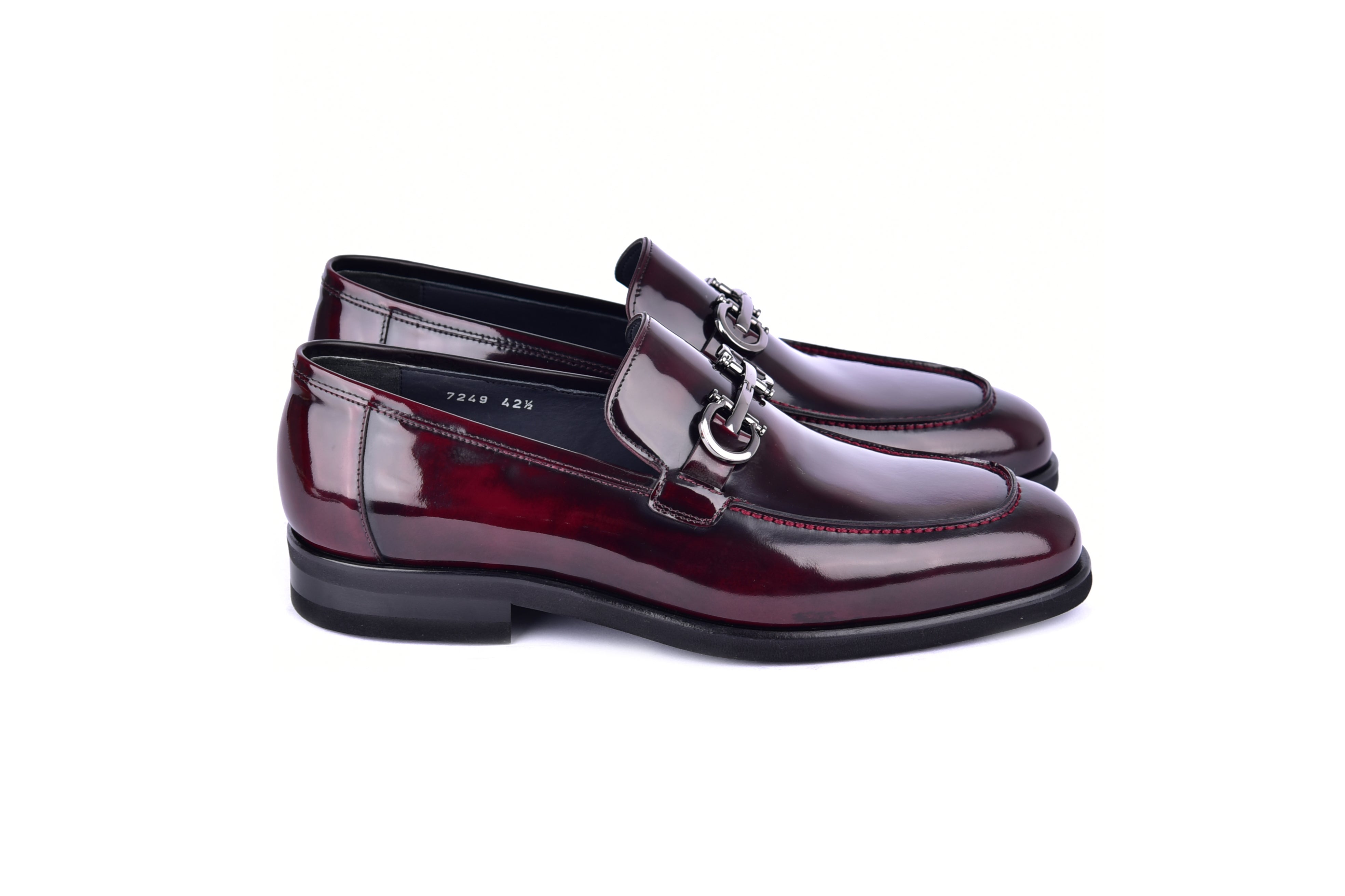 C0001205-7249 loafer with silver buckle-Dark Burgundy