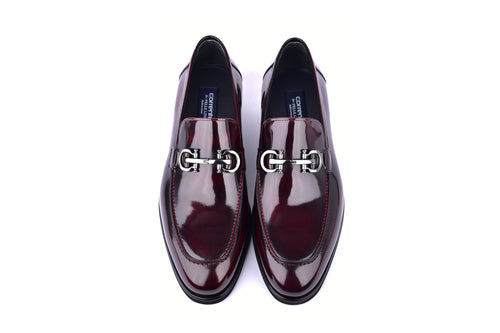 C0001205-7249 loafer with silver buckle-Dark Burgundy