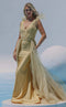 Jessica Angel JA732 V-Neck Sleeveless Ruched Jersey Glitter Tulle Dress