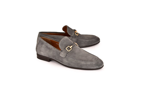 C000205-7373S Soft suede Buckle Loafer-Grey