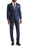 Trim Fit Blue Solid Two-Button Peak Lapel Suit