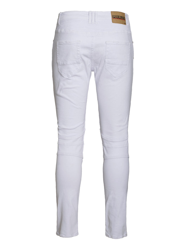 Distressed Moto Jeans in White