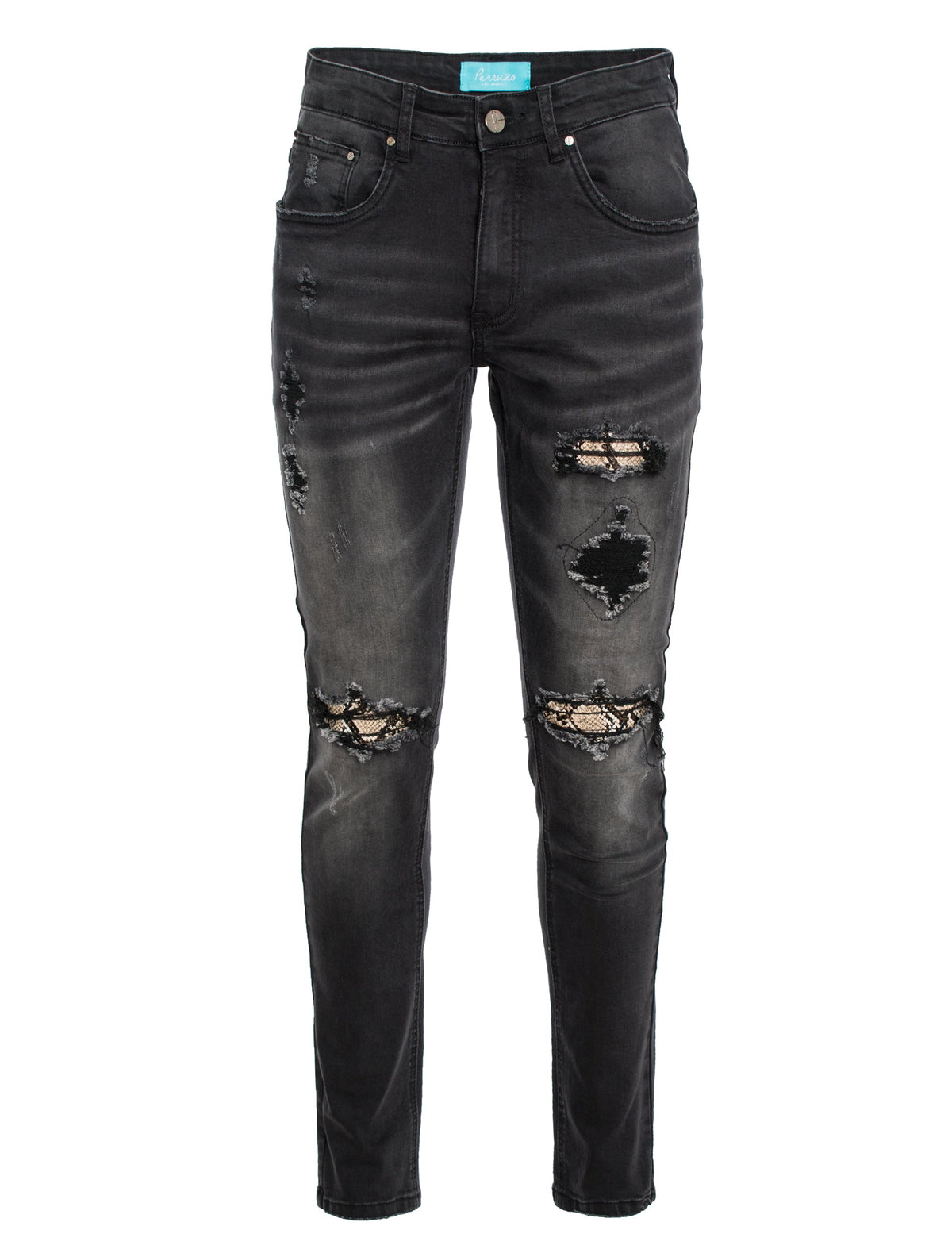PX Jean with Python snake skin knee patch | Alberto Nardoni