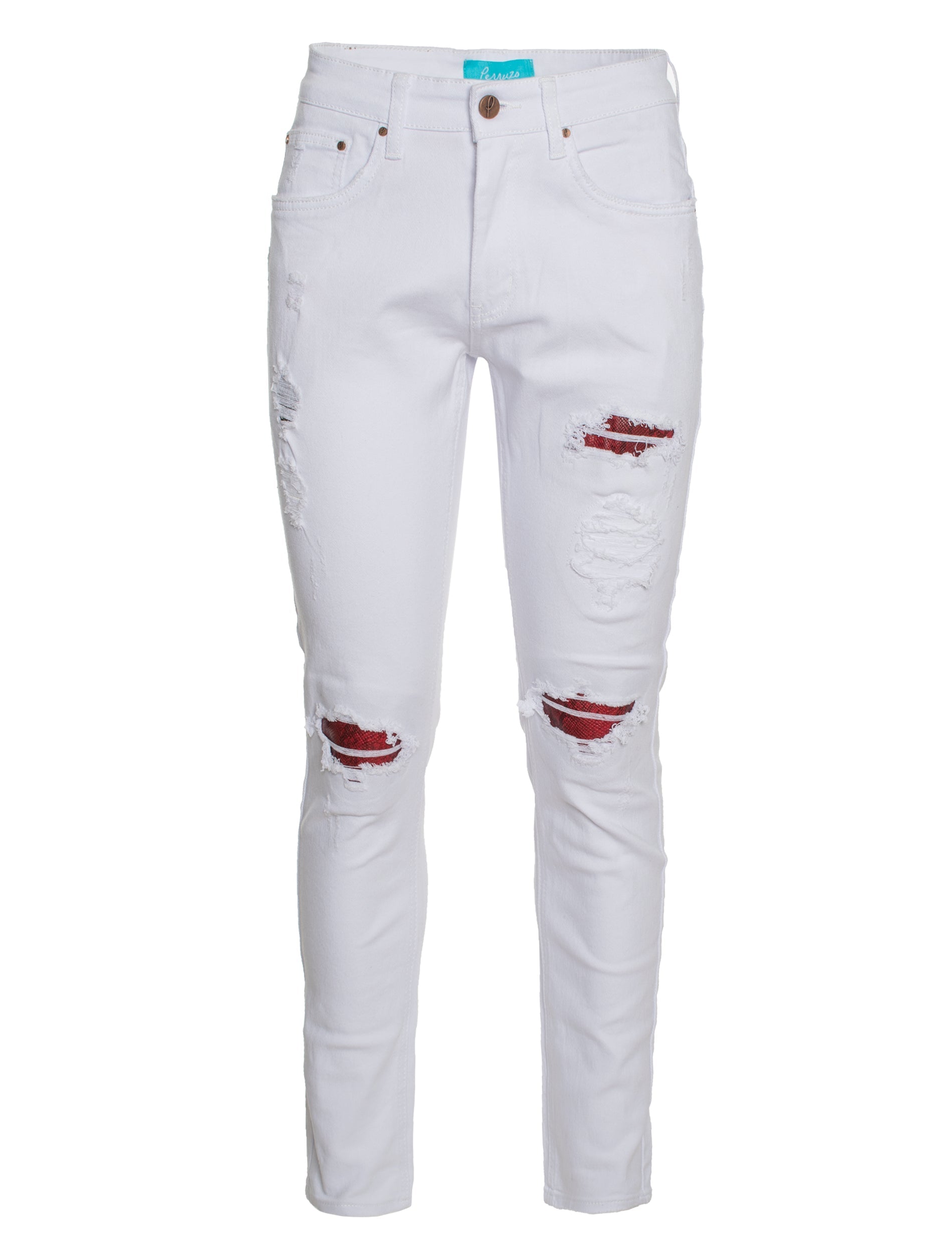 PX Jean with Python snake skin knee Patch