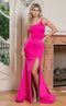 Jessica Angel JA786 One-Shoulder Fitted High Slit Train Prom Dress