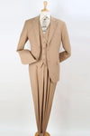 "Classic Fit Men's Vested Suit with Two-Button Pleated Pants in Camel"