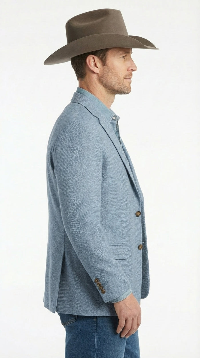 Mens Rugby Teal Baby Sky Western Blazer – Cowboy Style Casual Sport Coat for Men Classic Western Jacket in Light Blue Color