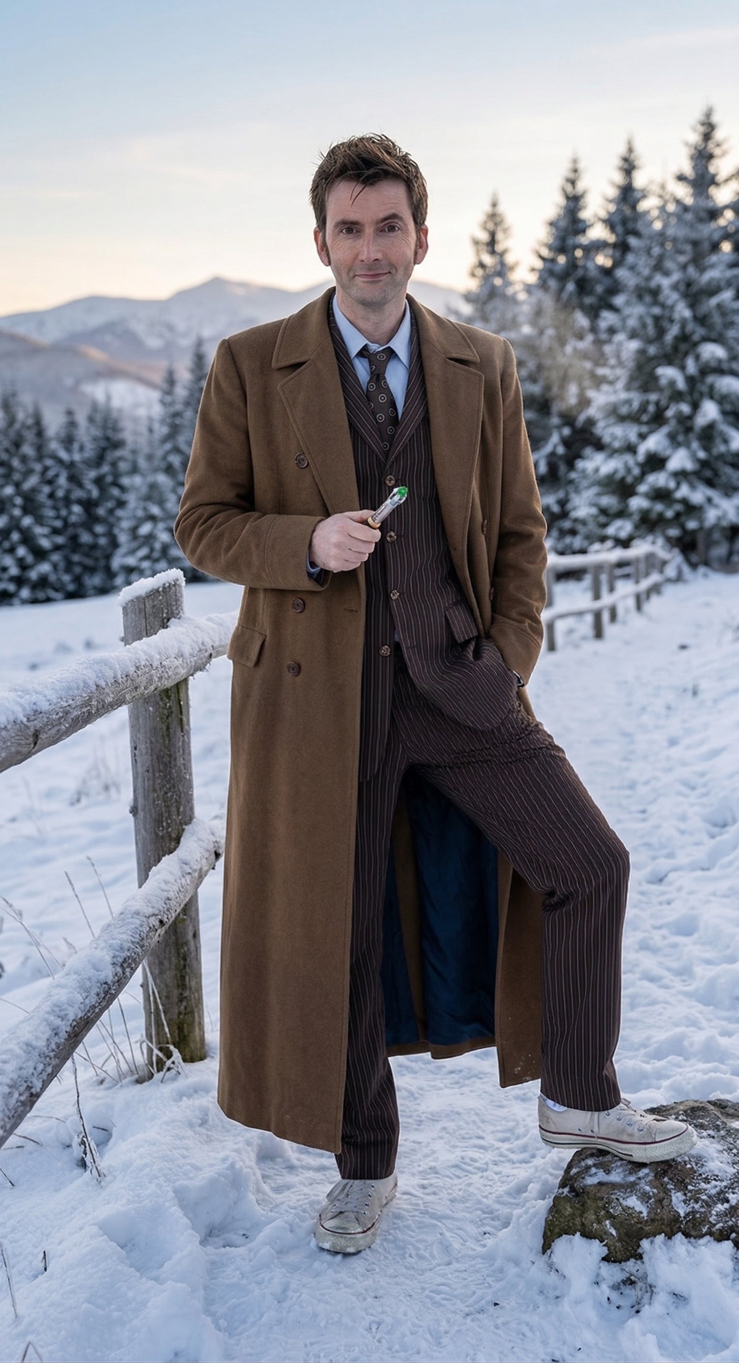 Men's Brown Cotton Trench Coat Doctor Who 10th Doctor Inspired
