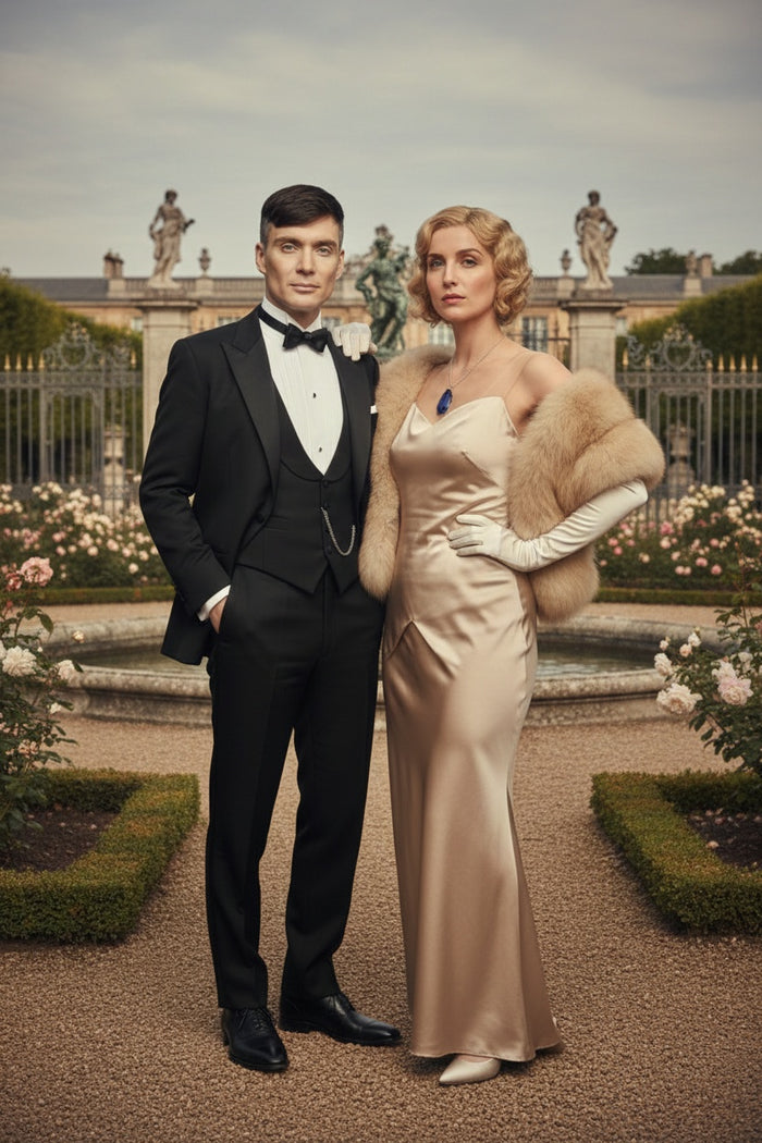 Mens Black Peaky Blinders Style Three-Piece Tuxedo Suit – Classic Formal Suit with Blazer and Waistcoat Peak Lapel 1920s Style