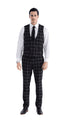 Mens Vested Gangster Plaid Pattern 1920's Suit in Black