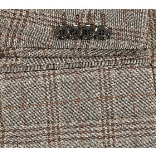 563-12 Men's Slim Fit Wool Checked Suits