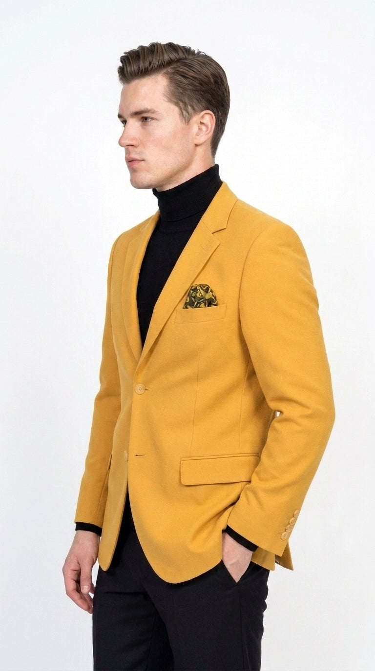 Men’s Mustard Gold Blazer, Fashion Sport Coat Wedding Party Church Dress Jacket