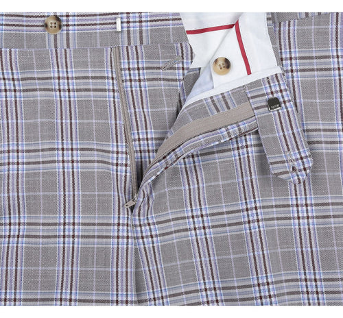 292-7 Men's Slim Fit 2-Piece Single Breasted Check Dress Suit