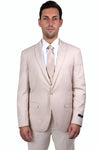 "Men's Skinny Wedding Suit - One Button Peak Lapel with Lowcut Vest, Tan"