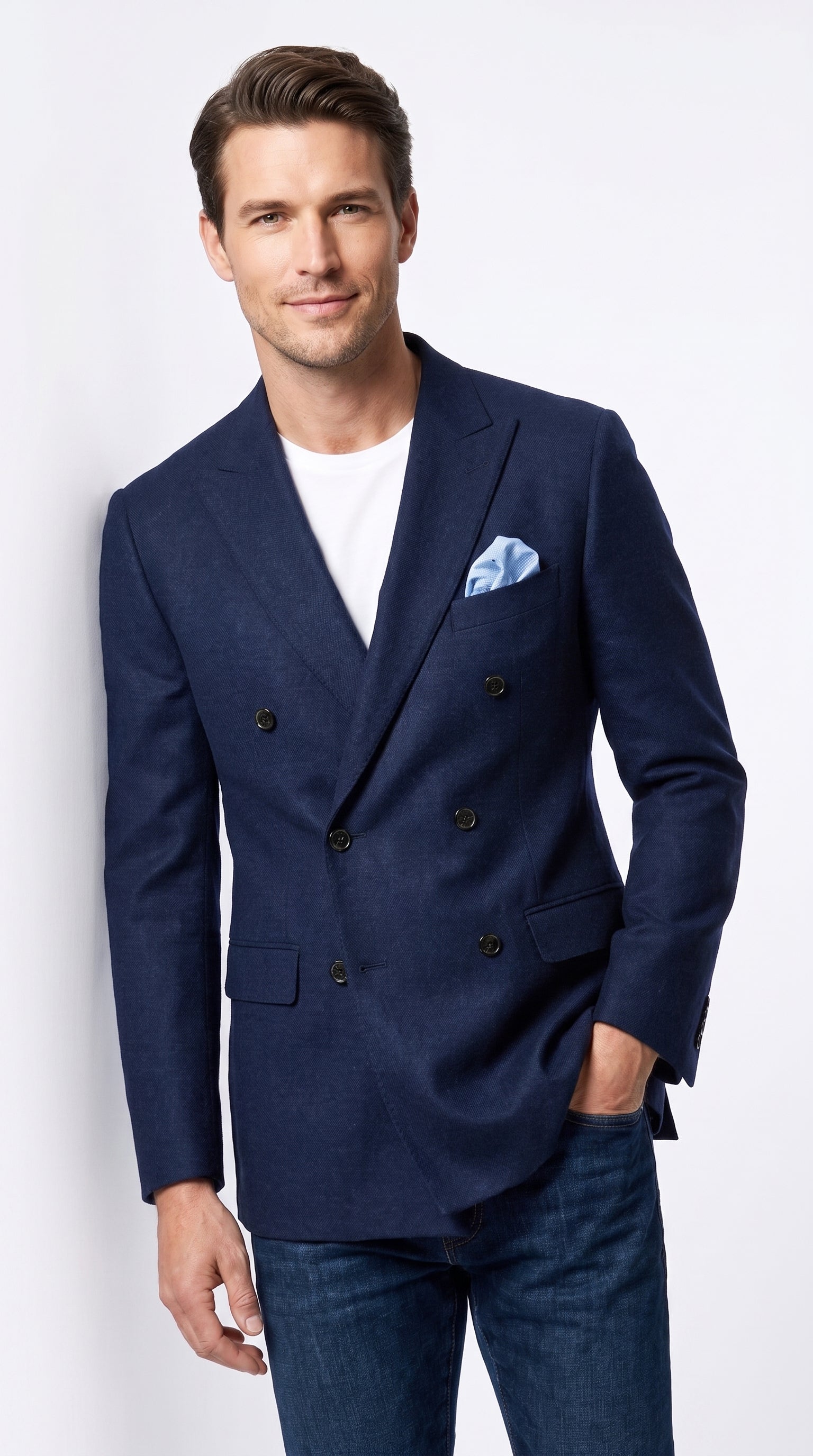 Men’s Navy Double-Breasted Blazer – Classic Fit 1920s Vintage Gatsby Style Sport Coat