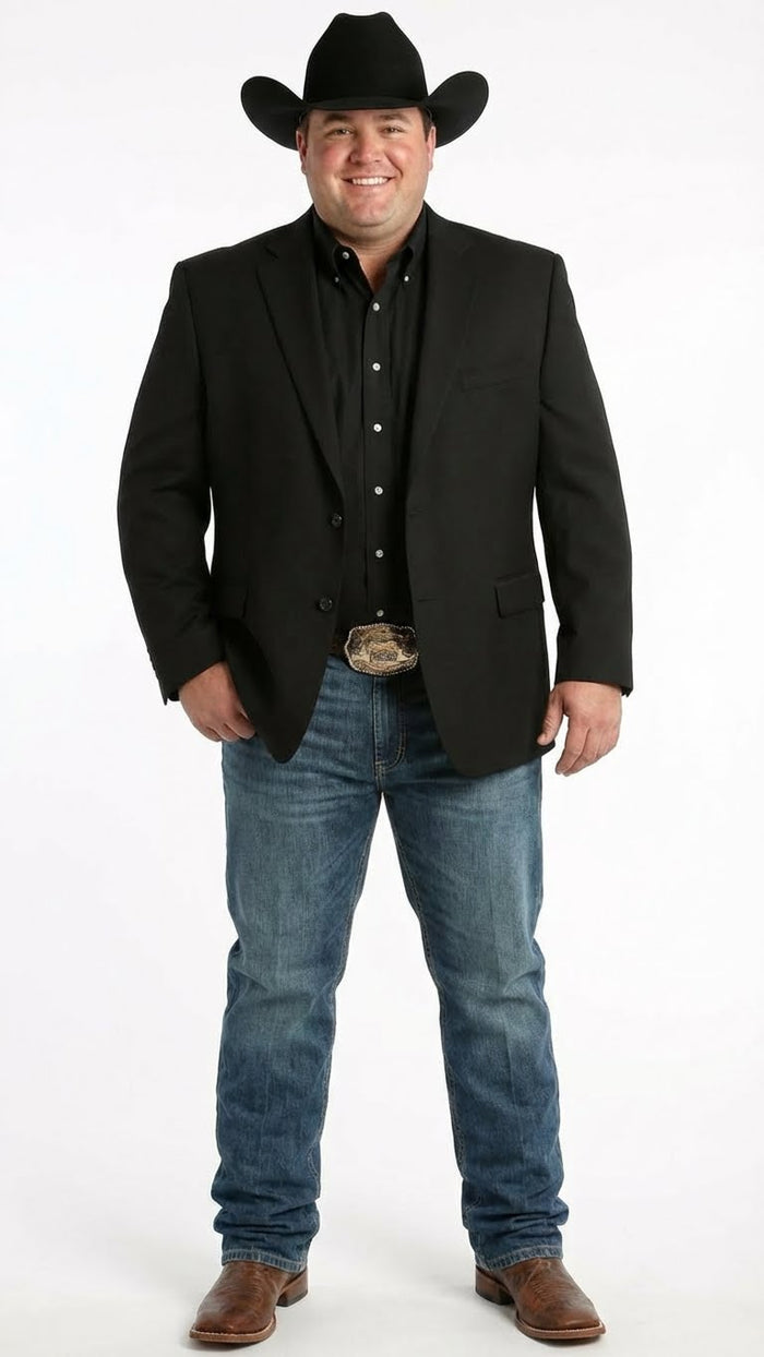 Mens Black Western Blazer Jacket, Classic Cowboy Style Sport Coat for Casual Formal Wear with Jeans