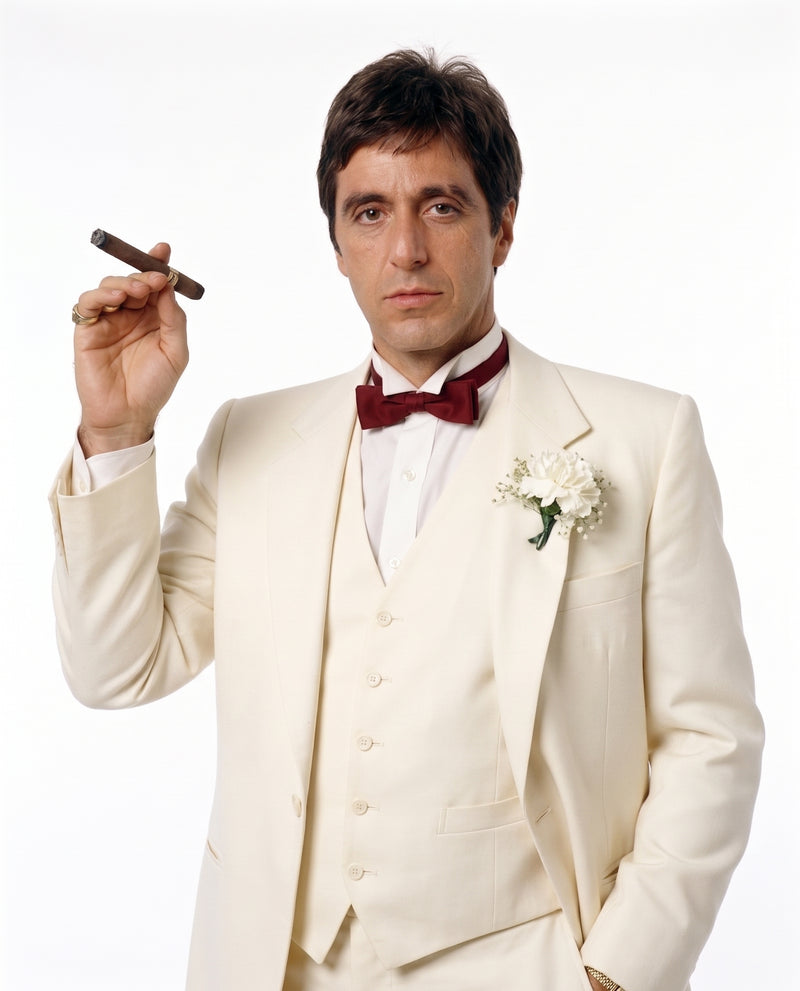 Tony Montana’s Ivory Vested Suit – Classic Ivory 3 Piece Suit for Wedding, Formal and Evening Wear
