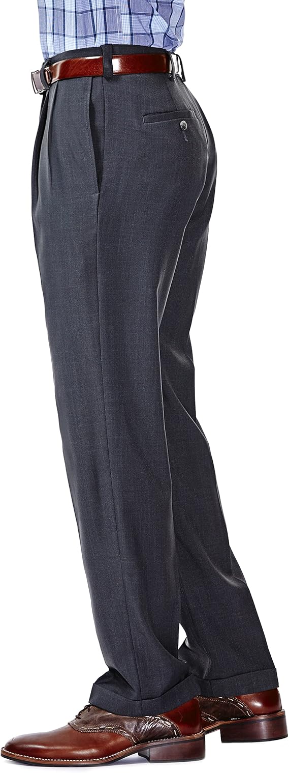 Mens E-Clo Repreve Classic Fit Pleat Front Dress Pant with Hidden Expandable Waistband
