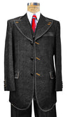 Denim Suit - Cotton Fabric Vested Suit - 3 Pieces Suit - Vested Fancy  Black Suit
