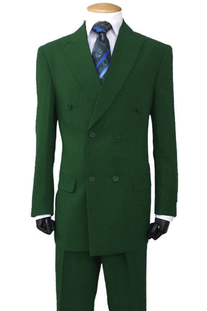 "Classic Fit Double Breasted Men's Suit - Olive Green"